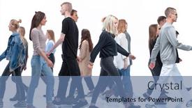  Presentation with casual young people - PPT theme consisting of casual-young-people-walking background and a ocean colored foreground