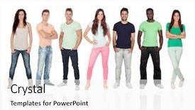  Presentation with casual young people - Slide deck consisting of casual young people with jeans isolated on a white background background and a white colored foreground