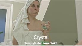  Presentation with antiseptic - Amazing PPT theme having casual young woman washing her backdrop and a gray colored foreground