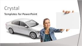  Presentation with car - Presentation design with casual-young-woman background and a white colored foreground
