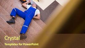  Presentation with dead cows - Theme having casualty insurance - dead contractor worker felling off background and a tawny brown colored foreground