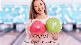  Presentation with two people holding hands - Audience pleasing PPT layouts consisting of casualwear holding two bowling ball backdrop and a coral colored foreground