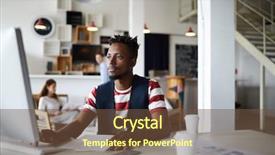  Presentation with monitor computer - Beautiful PPT theme featuring casualwear looking at computer monitor backdrop and a tawny brown colored foreground