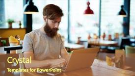  Presentation with cafe - Presentation design with casualwear sitting in cyber cafe background and a red colored foreground