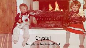  Presentation with children - Cool new presentation theme with cat near fireplace early eighties backdrop and a  colored foreground