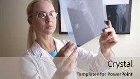  Presentation with metabolic doctor examining - Beautiful presentation featuring cat scan - doctor examining x-ray backdrop and a  colored foreground