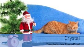  Presentation with waiting - Audience pleasing theme consisting of cat-sleeping-on-a-sofa backdrop and a teal colored foreground