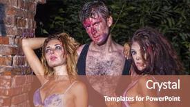  Presentation with brick wall - Slide set with catacomb - one man and two bloodied background and a coral colored foreground