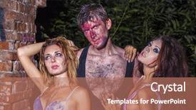  Presentation with brick wall - Presentation design featuring catacomb - one man and two bloodied background and a coral colored foreground