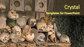  Presentation with 19th century - Beautiful PPT theme featuring catacomb - skulls and bones inside backdrop and a  colored foreground