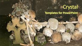  Presentation with 19th century - Cool new slide deck with catacomb - stacked skulls inside the ossuary backdrop and a  colored foreground