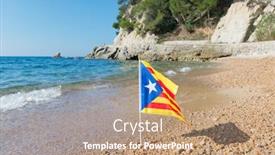  Presentation with flag - Presentation theme having catalan-flag-at-beach background and a coral colored foreground
