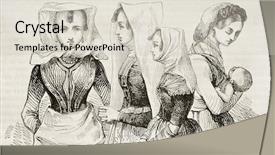  Presentation with women - Presentation design consisting of catalan-women-costumes-old-illustration background and a lemonade colored foreground