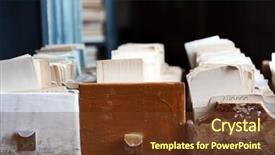  Presentation with library orientation - Amazing slide set having catalog cards in library closeup backdrop and a tawny brown colored foreground
