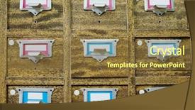  Presentation with library orientation - Amazing slide set having catalog cards in library backdrop and a tawny brown colored foreground