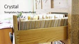  Presentation with library orientation - Beautiful PPT theme featuring catalog cards in library backdrop and a soft green colored foreground