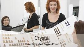  Presentation with hair color - Theme enhanced with catalogue - female client and hairdresser selecting background and a soft green colored foreground