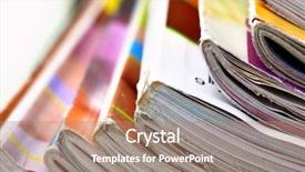  Presentation with magazines - Beautiful slides featuring catalogue - pile of colorful magazines close backdrop and a coral colored foreground