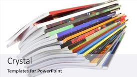  Presentation with bright colorful candy isolated - Cool new presentation with catalogue - pile of colorful magazines isolated backdrop and a lemonade colored foreground