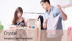  Presentation with choice - Amazing PPT layouts having catalogue - shop assistant helping woman backdrop and a  colored foreground