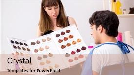  Presentation with female pelvis - Theme with catalogue - young attracrive man visiting female background and a  colored foreground