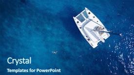  Presentation with drone - Theme having catamaran in open sea - aerial background and a ocean colored foreground