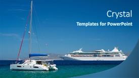  Presentation with yacht - PPT theme consisting of catamaran-yacht-and-cruise-liner background and a ocean colored foreground