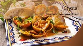  Presentation with clams - Audience pleasing PPT theme consisting of cataplana with clams backdrop and a coral colored foreground