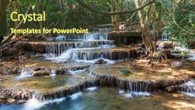  Presentation with cataract - Presentation design having cataract - beautiful waterfall in rainforest kanchanaburi background and a tawny brown colored foreground