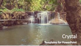  Presentation with rainforest - Beautiful theme featuring cataract - beautiful waterfall in rainforest kanchanaburi backdrop and a gray colored foreground