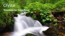  Presentation with mountain stream - Presentation theme having cataract - waterfall on mountain stream background and a tawny brown colored foreground