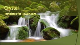  Presentation with mountain stream - Presentation design consisting of cataract - waterfall on mountain stream background and a tawny brown colored foreground