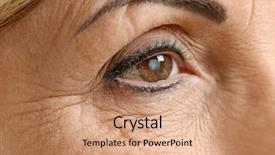  Presentation with eye cataract - Cool new PPT layouts with concept senior woman's eye backdrop and a coral colored foreground