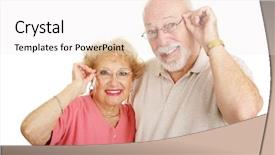  Presentation with eye cataract - Colorful slide deck enhanced with cataract eye - attractive senior couple wearing glasses backdrop and a white colored foreground