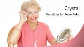  Presentation with how are you in new normal - Beautiful theme featuring cataract eye - beautiful senior lady trying backdrop and a white colored foreground