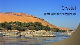  Presentation with nile egypt - Slides featuring cataract on the river nile background and a light blue colored foreground