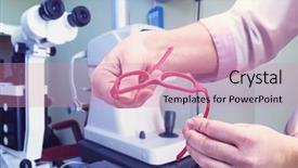  Presentation with ophthalmology - Presentation design consisting of reception at the oculist background and a coral colored foreground