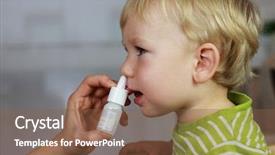  Presentation with evaluation of 5 years old boy - Amazing presentation theme having children allergy - catarrh - mother spraying 2 backdrop and a tawny brown colored foreground