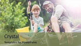  Presentation with fishing net - Beautiful PPT theme featuring fish in butterfly fishing net backdrop and a seafoam green colored foreground