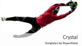  Presentation with goalie - Presentation design enhanced with goalie - one soccer player goalkeeper man background and a white colored foreground