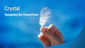  Presentation with islamic feather - PPT layouts featuring catch falling - hand holding a feather background and a teal colored foreground