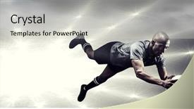  Presentation with jumping mouse - PPT layouts enhanced with catch falling - sportsman jumping for catching rugby background and a light gray colored foreground