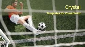  Presentation with soccer field - Presentation theme enhanced with catch falling - top view of young goalkeeper background and a tawny brown colored foreground