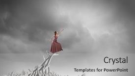  Presentation with people falling - Cool new slide set with catch falling - young woman in evening dress backdrop and a light gray colored foreground