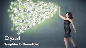  Presentation with business growth dollar - PPT layouts featuring catch money - business person throwing a lot background and a dark gray colored foreground