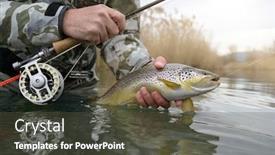  Presentation with trout - Presentation design featuring catch-of-a-beautiful-brown background and a dark gray colored foreground