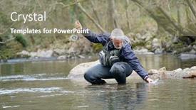  Presentation with trout - Cool new PPT theme with catch-of-a-rainbow-trout backdrop and a gray colored foreground