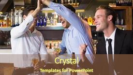  Presentation with together - Colorful slides enhanced with catch up - handsome friends having a drink backdrop and a tawny brown colored foreground