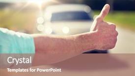  Presentation with road trip - Cool new PPT theme with catch up - road trip travel gesture backdrop and a coral colored foreground