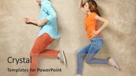  Presentation with simulation - Amazing slides having catch up - scene simulation woman catching up backdrop and a coral colored foreground